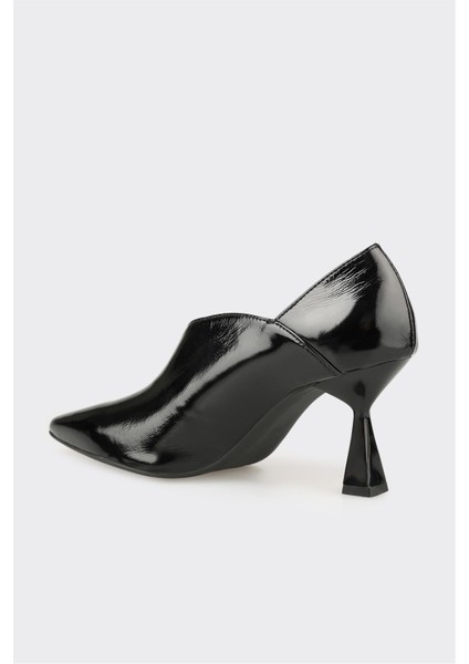 Siyah Deri Kadın Topuklu Ayakkabı modelleri