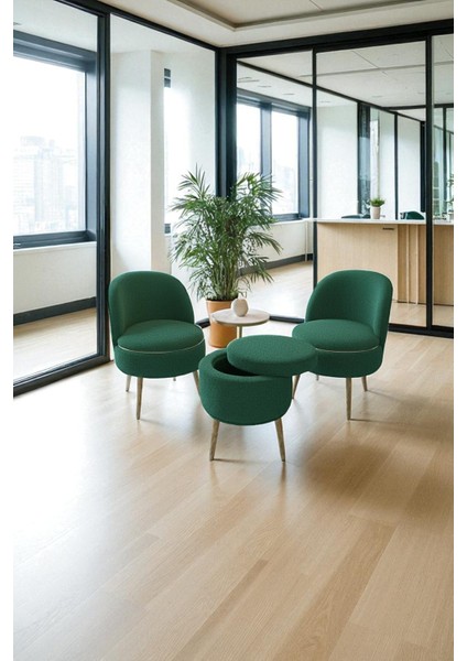 Lorıane Teddy Peluş Berjer ve Puf 3’lü Takım – Salon, Balkon ve Ofis Için Konforlu Çay Seti modelleri