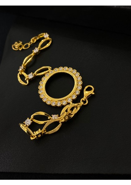925 Ayar Gümüş Çeyrek Altın Takmak Için Gümüş Kadın Bileklik (17+3cm) (Altın Yaldızlı) Kg2 indirimleri