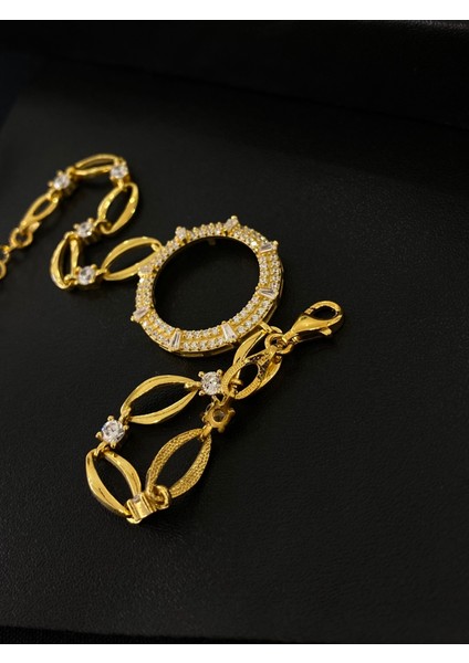 925 Ayar Gümüş Çeyrek Altın Takmak Için Gümüş Kadın Bileklik (18+3cm) (Altın Yaldızlı) Kg3 indirimleri