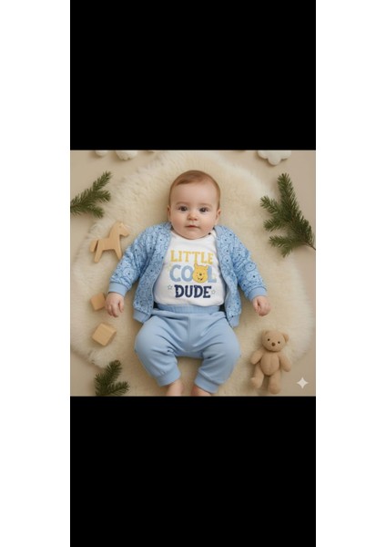 Laura Baby Erkek Bebek Yağmurluklu 3 Lü Alt Üst Takım