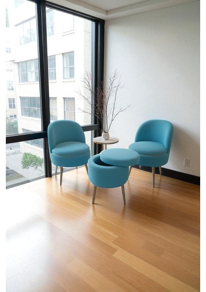 Lorıane Teddy Peluş Berjer ve Puf 3’lü Takım – Salon, Balkon ve Ofis Için Konforlu Çay Seti modelleri