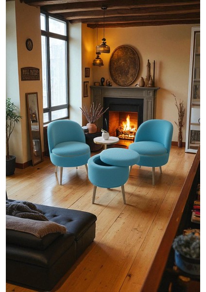 Lorıane Teddy Peluş Berjer ve Puf 3’lü Takım – Salon, Balkon ve Ofis Için Konforlu Çay Seti fırsatları