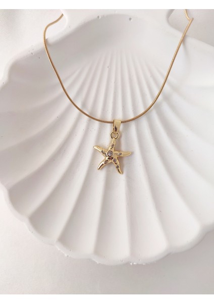 Kadın Çelik Deniz Yıldız Model Kolye modelleri