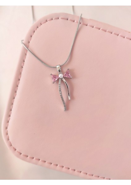 Kadın Çelik Zirkon Taşlı Kurdele Model Kolye modelleri