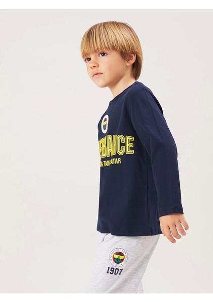 Lcw Kids Lacivert Bisiklet Yaka Fenerbahçe Baskılı Erkek Çocuk Pijama Takımı