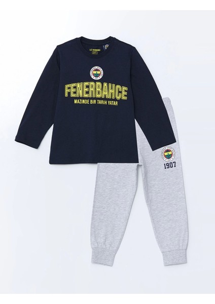 Lcw Kids Lacivert Bisiklet Yaka Fenerbahçe Baskılı Erkek Çocuk Pijama Takımı modelleri