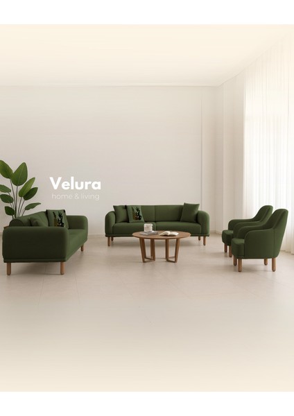 Lara Sırt Mekanizmalı Üç Adet Üçlü Kanepe & Yataklı 3'lü Koltuk (3+3+3) - Yeşil fırsatları