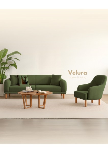 Lara Sırt Mekanizmalı Üç Adet Üçlü Kanepe & Yataklı 3'lü Koltuk (3+3+3) - Yeşil indirimleri