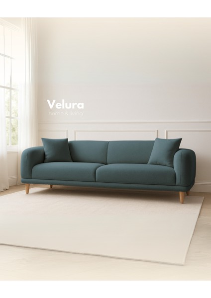 Lara Sırt Mekanizmalı Üç Adet Üçlü Kanepe & Yataklı 3'lü Koltuk (3+3+3) - Turkuaz