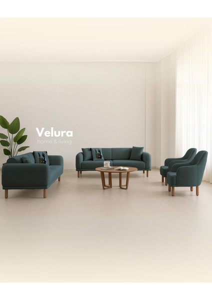 Lara Sırt Mekanizmalı Üç Adet Üçlü Kanepe & Yataklı 3'lü Koltuk (3+3+3) - Turkuaz fırsatları