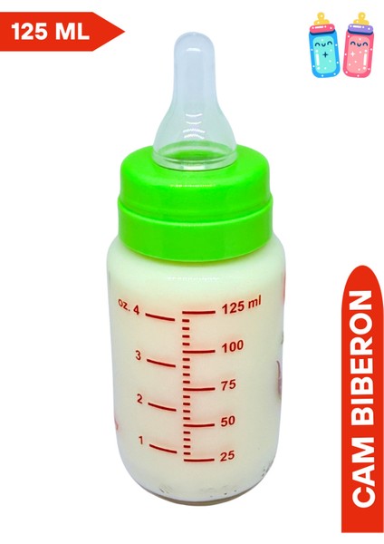 Desenli, Yeşil Renkli, 125 ml Cam Bebek Biberonu fiyatları