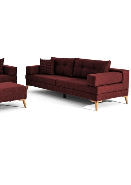 Zeri Modüler Yataklı Koltuk Takımı & 2 Adet Üçlü Kanepe & Puflu Köşe Takımı (3+3) - Bordo - 173 fiyatları