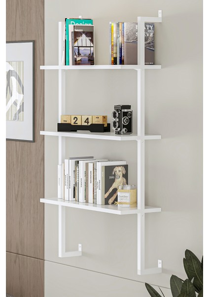 60X20 cm Beyaz Metal 3 Raflı Duvar Rafı | Kitaplık & Mutfak Banyo Organizer modelleri