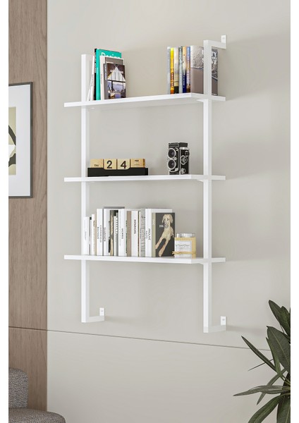 60X20 cm Beyaz Metal 3 Raflı Duvar Rafı | Kitaplık & Mutfak Banyo Organizer fırsatları