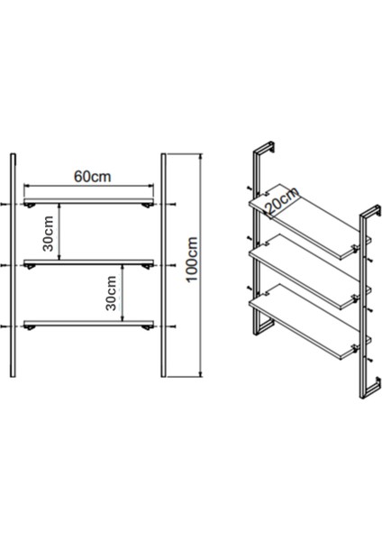 60X20 cm Beyaz Metal 3 Raflı Duvar Rafı | Kitaplık & Mutfak Banyo Organizer indirimleri