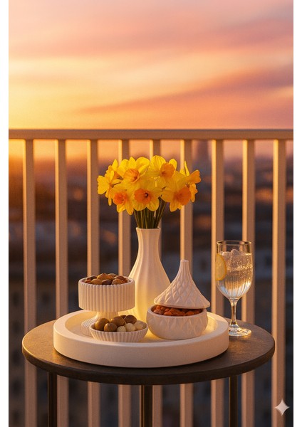 Modern Beyaz Dekoratif Set – 4 Parçalı Minimalist Tasarım modelleri