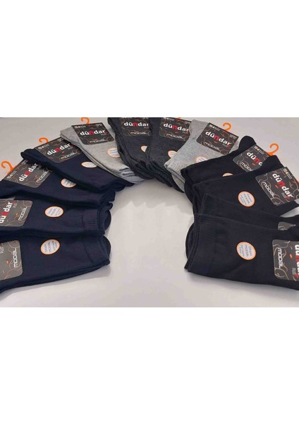 Dündar Plus Modal Unisex Soket Çorap – 12 Çift (36-40 Numara) Karışık Renk (Siyah, Lacivert, Gri, Füme)