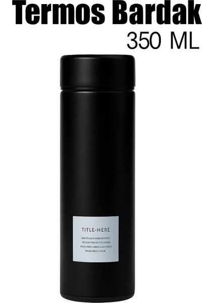 Paslanmaz Çelik Matara Termos Su Şişesi 350ML Vakumlu Kapak - Siyah