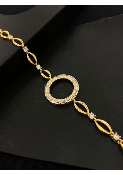 925 Ayar Gümüş Çeyrek Altın Takmak Için Gümüş Kadın Bileklik (18+3cm) (Altın Yaldızlı) Kg4 fırsatları