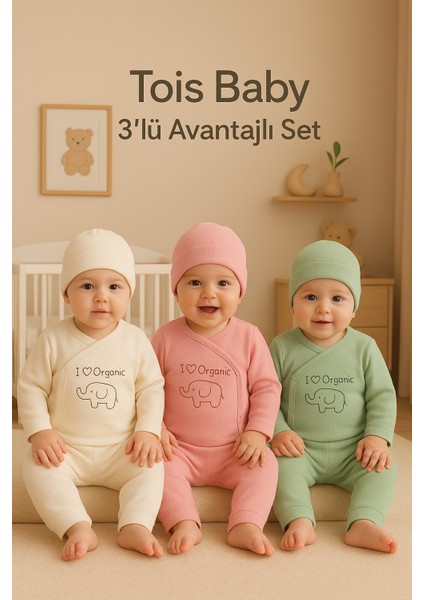 3 Lü Avantajlı Set Hediyelik Organik Hastahane Çıkışı Bebek Takımı 0-3 Ay