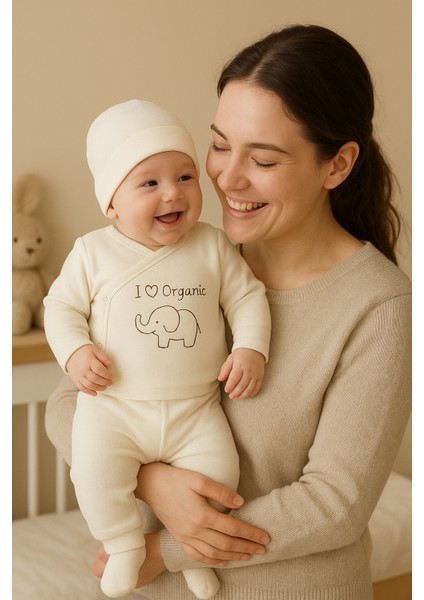 3 Lü Avantajlı Set Hediyelik Organik Hastahane Çıkışı Bebek Takımı 0-3 Ay