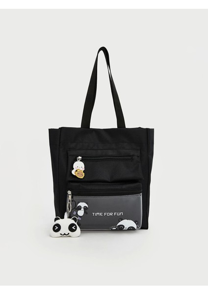 Lcw Accessorıes Siyah Baskılı Kız Çocuk Omuz Çantası