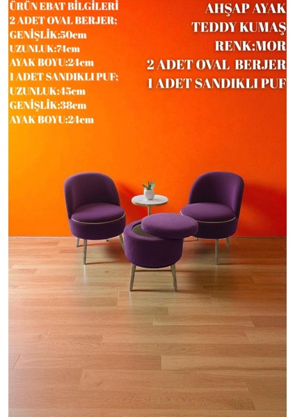 Lorıane Teddy Peluş Berjer ve Puf 3’lü Takım – Salon, Balkon ve Ofis Için Konforlu Çay Seti fiyatları