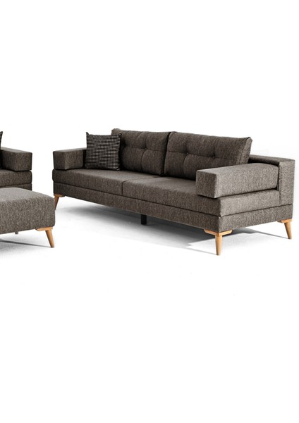 Zeri Modüler Yataklı Koltuk Takımı & 2 Adet Üçlü Kanepe & Puflu Köşe Takımı (3+3) - Kahve - 157 fiyatları