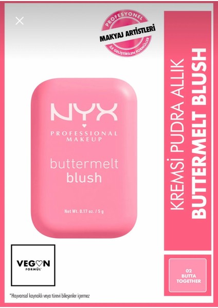 Nyx Professional Makeup Buttermelt Blush Kremsi Pudra Allık - 02 Butta Together