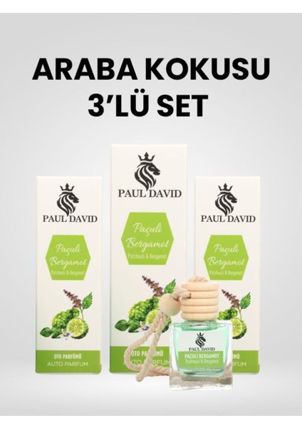 Dekoratif Araç Oto Kokusu 3 Lü Set Paçuli & Bergamot