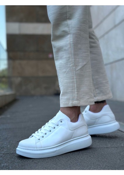 ET0547 Kalın Yüksek Taban Beyaz Bağcıklı Spor Erkek Ayakkabı fiyatları
