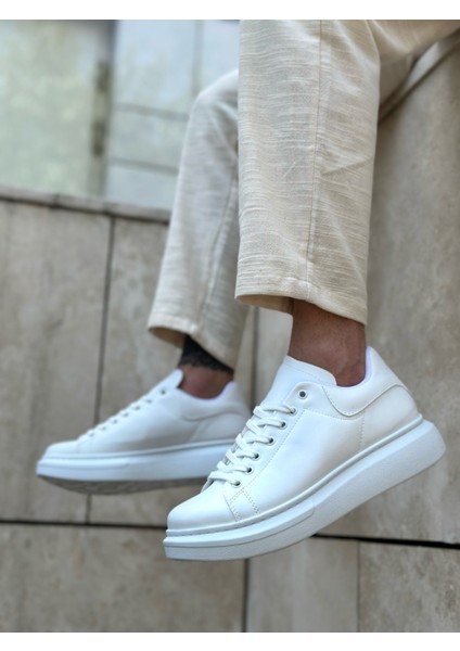ET0547 Kalın Yüksek Taban Beyaz Bağcıklı Spor Erkek Ayakkabı modelleri