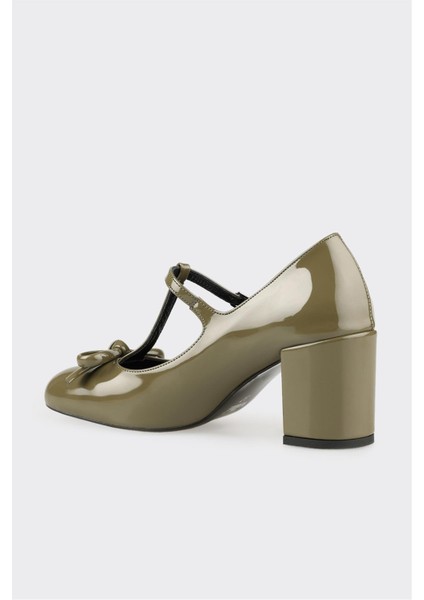 Yeşil Kadın Orta Topuk Ayakkabı modelleri