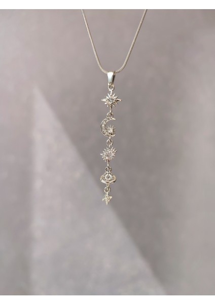 Kadın Çelik Gökyüzü Gezegen Temalı Kolye