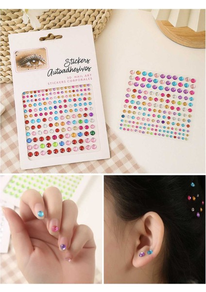 Vücut ve Yüz Taşı Stickers Tırnak Makyaj Taşı Yapışkan Festival Taşı Parti Yüz Taşları