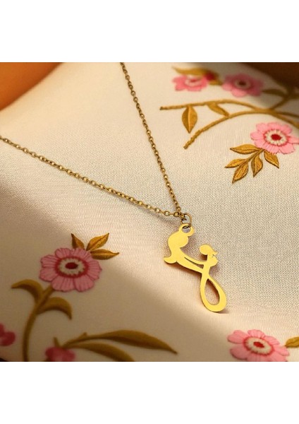 Altın Plakalı 14 Ayar Bayanlara Özel Zincirli Anne ve Çocuk Sevgisi Motifli Hediyelik KOLYE-658 fiyatları