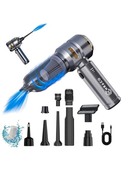 ST-6659 Plus 16000PA Güçlü Portatif Taşınabilir Vakumlu Kablosuz Üflemeli Araç Süpürgesi