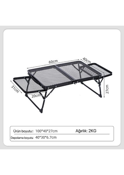 Taşınabilir Katlanır Kamp Masası – Hafif, Dayanıklı, File Yüzeyli Outdoor Piknik Masası