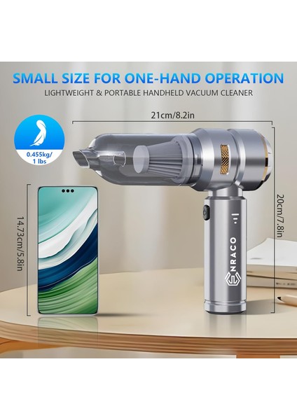 ST-6659 Plus 16000PA Güçlü Portatif Taşınabilir Vakumlu Kablosuz Üflemeli Araç Süpürgesi