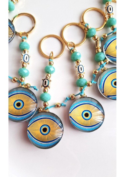 Hediyelik Nazar Boncuklu Yeşil Anahtarlık - Çanta Süsü - Çanta Charmı 11,5 cm modelleri