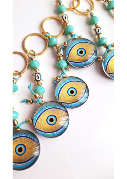 Hediyelik Nazar Boncuklu Yeşil Anahtarlık - Çanta Süsü - Çanta Charmı 11,5 cm fırsatları