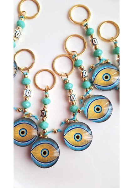 Hediyelik Nazar Boncuklu Yeşil Anahtarlık - Çanta Süsü - Çanta Charmı 11,5 cm indirimleri