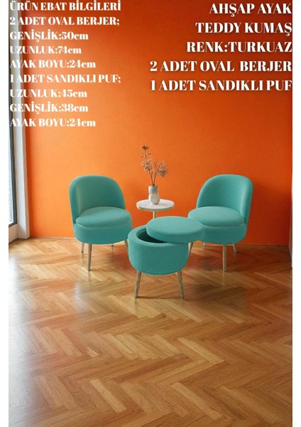 Lorıane Teddy Peluş Berjer ve Puf 3’lü Takım – Salon, Balkon ve Ofis Için Konforlu Çay Seti fiyatları