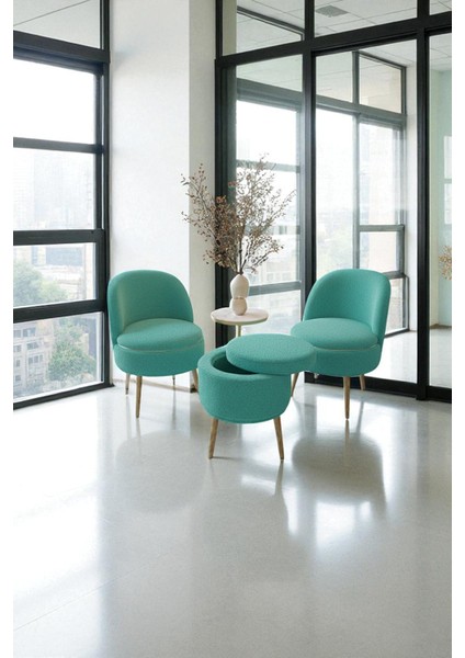 Lorıane Teddy Peluş Berjer ve Puf 3’lü Takım – Salon, Balkon ve Ofis Için Konforlu Çay Seti modelleri