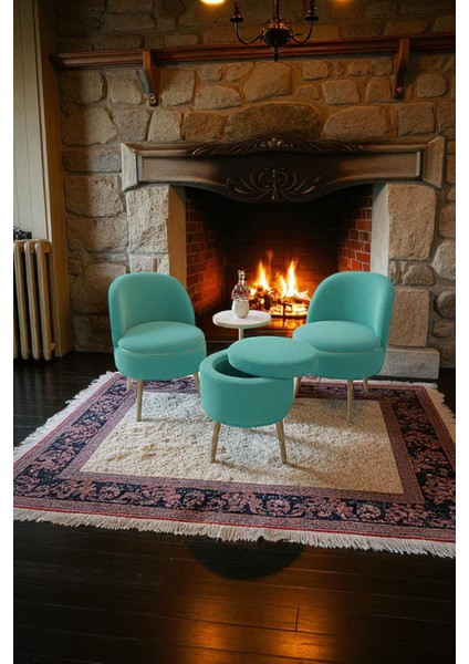 Lorıane Teddy Peluş Berjer ve Puf 3’lü Takım – Salon, Balkon ve Ofis Için Konforlu Çay Seti fırsatları