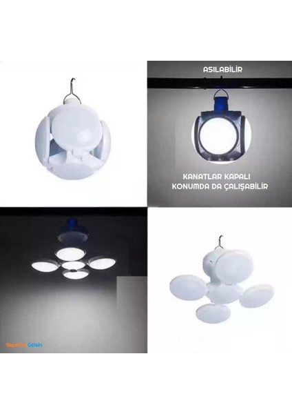 Sepetinegelsin 5 Ledli 3 Farklı Işık Modlu Açılıp Kapanabilir Askılı LED Kanatlı Güneş Enerjili Solar Aydınlatma Kamp Feneri fiyatları