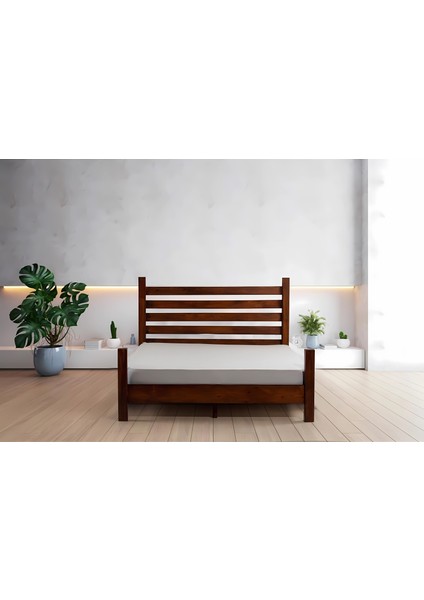 Elegans Ithal Çam Masif Ahşap Karyola Ceviz Renk 150X200