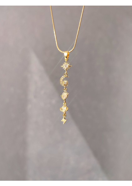 Kadın Çelik Gökyüzü Gezegen Temalı Kolye