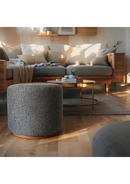 Yuvarlak Kumaş Kaplı Puf – Modern ve Dekoratif Oturma Ünitesi